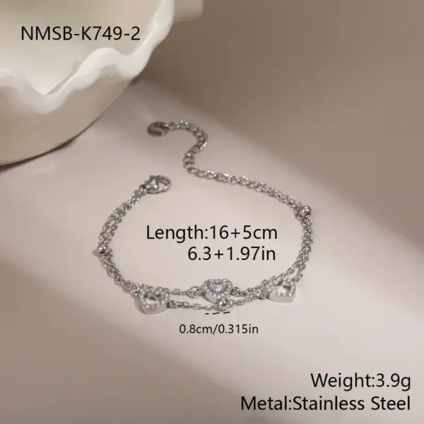 Inlaid Diamond Petite Titanium Steel Bracelet 304 Stainless Steel Non-fading Jewelry For Women