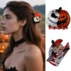 Wholesale New cross-border Halloween claw clip, funny pumpkin head black cat hair clip, back of head updo bat ponytail hair clip.