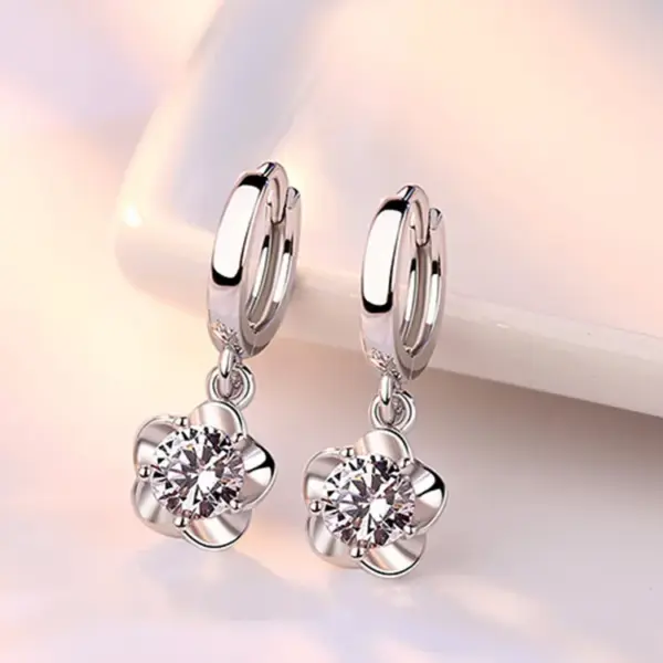 Wholesale Fashion Flower Copper Plating Inlay Zircon Drop Earrings 1 Pair
