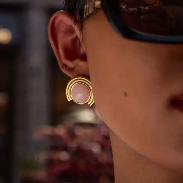 PVD Coated Real Gold Plated Geometric Shell 316 Stainless Steel Original Design Modern Style Commute Waterproof Non Tarnish Jewelry Set