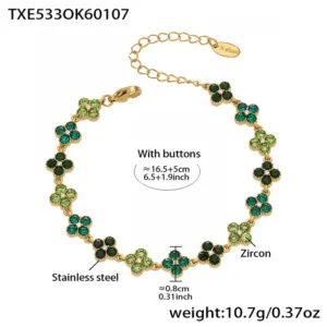 TXE533-Green Zircon Bracelet 16.5+5cm