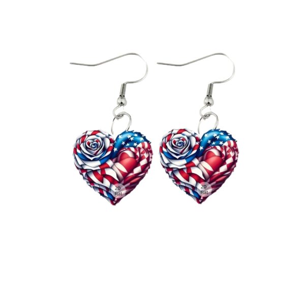Wholesale Cross-border Acrylic Earrings American Flag Independence Day Red White Blue Flag Color Heart Rose Earrings Earrings