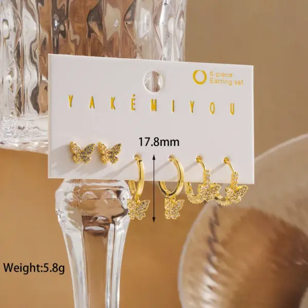 Wholesale 1 Set Yakemiyou Modern Style Solid Color Butterfly Copper Artificial Pearls Zircon 14K Gold Plated Earrings