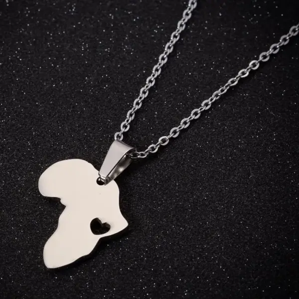 Wholesale PVD Coated 18K Gold Real Gold Plated Map 201 Stainless Steel Fashion Waterproof Non Tarnish 201 Stainless Steel Pendant Necklace