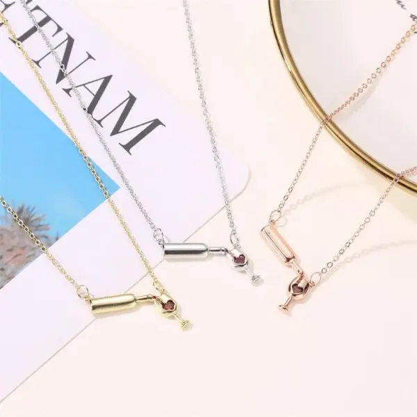 Bottle Foot Wine Bottle Copper Simple Style Alloy Necklace
