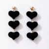 Wholesale Red Love Velvet Heart-shaped Peach Heart Earrings