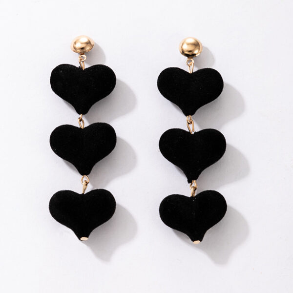 Wholesale Red Love Velvet Heart-shaped Peach Heart Earrings