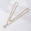 Wholesale Copper Letter Vacuum Plating Zircon Gold Plated Silver Plated Casual Sweet Shiny Inlay Pendant Necklace
