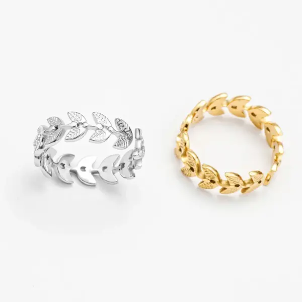 Wholesale PVD Coated 18K Gold Real Gold Plated Leaf 304 Stainless Steel Fashion Waterproof Non Tarnish