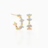 Wholesale Flower Brass Gem Copper Earrings