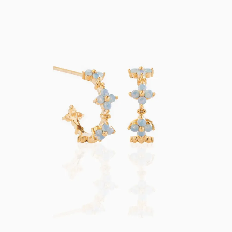 Wholesale Flower Brass Gem Copper Earrings