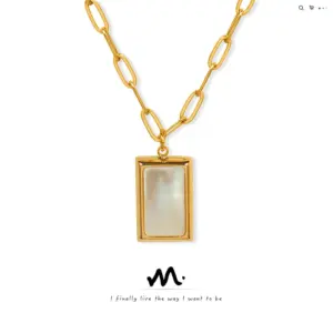 Wholesale PVD Coated Real Gold Plated 18K Gold Geometric 304 Stainless Steel French Style Waterproof Non Tarnish 304 Stainless Steel Necklace