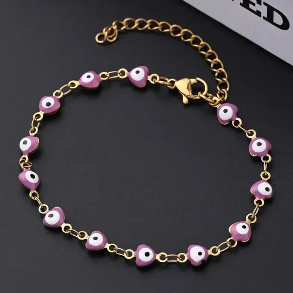 Wholesale Ethnic Style Classic Style Artistic Devil's Eye Heart Shape Simple 304 Stainless Steel 18K Gold Plated Bracelets In Bulk