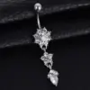 Belly Rings Exaggerated Water Droplets Flower Alloy Diamond
