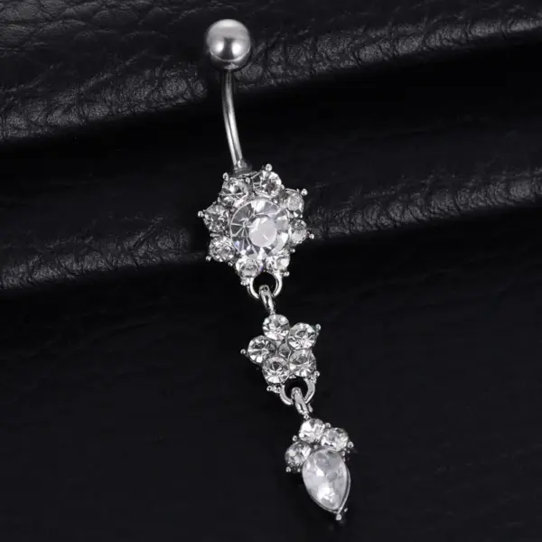 Belly Rings Exaggerated Water Droplets Flower Alloy Diamond
