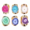 Wholesale Elegant Lady Geometric Copper Inlay Natural Crystal Rings