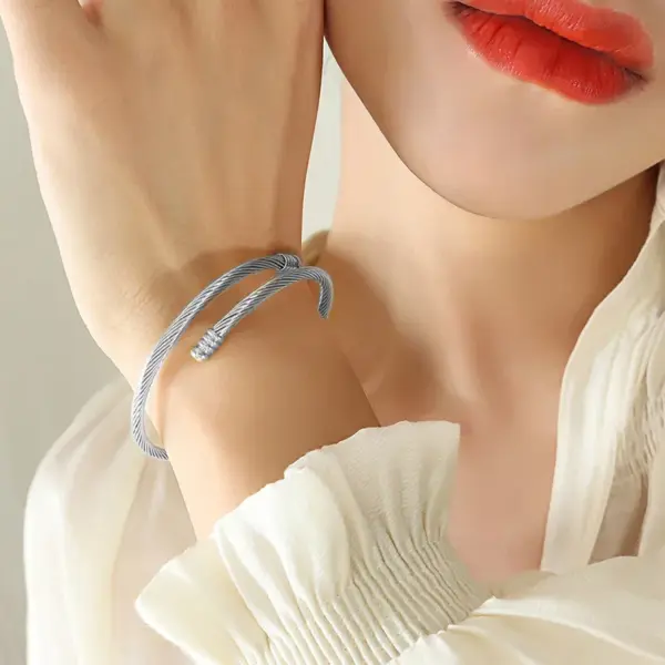 Wholesale Water Plating Solid Color Stainless Steel Titanium Steel Fashion Bangle