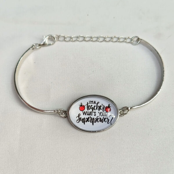 Wholesale Teaching work Bracelet Apple Teachers' Day Bracelet Retro Metal Time Gem Bracelet Factory Outlet