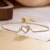 Wholesale Simple Style Commute Heart Shape Copper Inlay Zircon 18k Gold Plated Bracelets