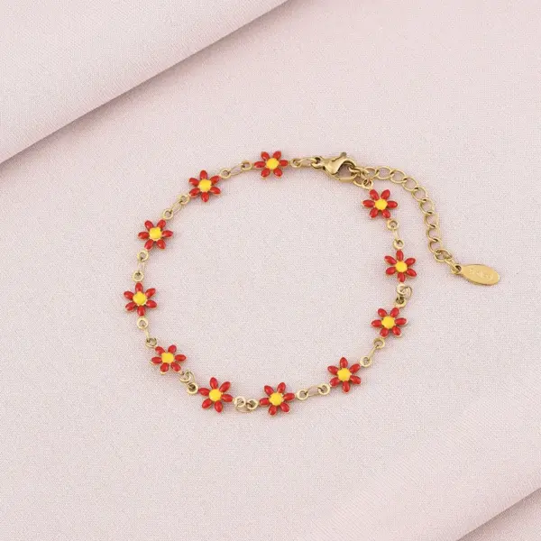 Wholesale Water Plating 18K Gold Plated Flower Stainless Steel Basic 304 Stainless Steel Bracelets