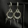 Wholesale New Cross-border Foreign Trade Gothic Punk Stainless Steel Ear Hook Women's Rivet Pointed Cone Double-ring Punk High-grade Earrings