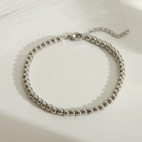Wholesale Jewelry Simple Style Classic Style Solid Color 201 Stainless Steel 18K Gold Plated Beaded Bracelets Necklace