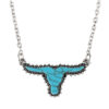 Wholesale Retro punk style turquoise bull head necklace