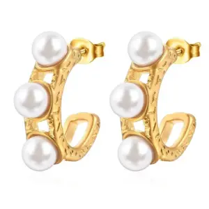 Gold Pearl Stud Earrings Ms-276