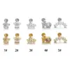 Wholesale Hip-hop Geometric Flower Stainless Steel Inlay Zircon Lip Stud 1 Piece