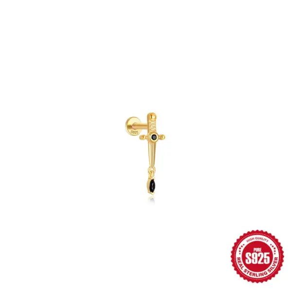 Wholesale 1 Piece Ear Cartilage Rings & Studs Casual Simple Style Geometric 925 Sterling Silver Plating Zircon Ear Cartilage Rings & Studs