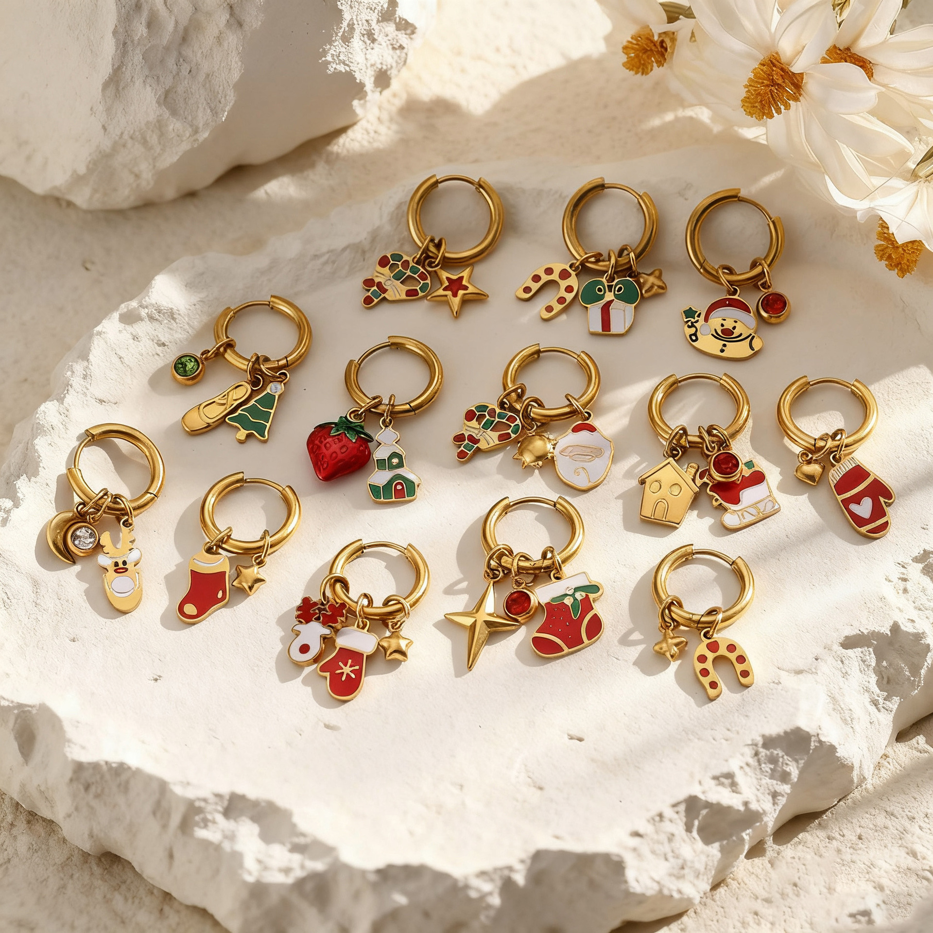 Wholesale Christmas series stainless steel earrings