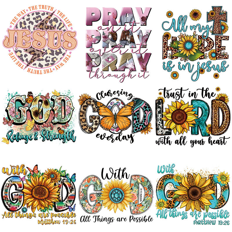 Wholesale Yellow suower letter heat transfer printing