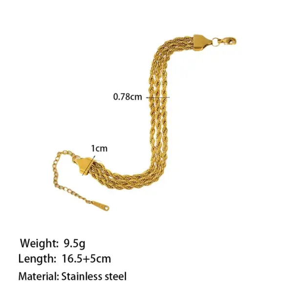 Wholesale PVD Coated Real Gold Plated 18K Rose Twist 304 Stainless Steel Vintage Style Simple Waterproof Non Tarnish Bracelets