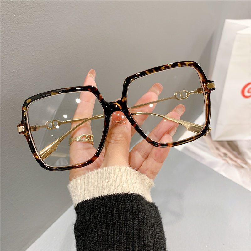 Wholesale 2023 in stock direct sply of anti-blue light Europe and the United States flat glasses goles cross-border fashion large frame metal glasses