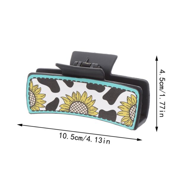 Wholesale Western Cowboy Style Sunflower Cow Pattern Leather Women's Hairpin Grabber Shark Clip Hair Accessories Clip Cross-Border European and American