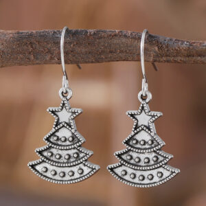 Pair of Star Christmas Tree Earrings