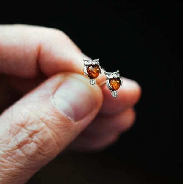 Wholesale Vintage-style owl-inlaid resin stud earrings