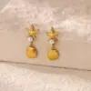 PVD Coated Real Gold Plated Geometric Star Heart Shape 304 Stainless Steel Imitation Pearl Retro Sweet Waterproof Non Tarnish Ear Studs