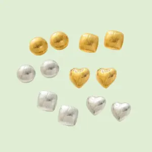 1 Pair Basic Simple Style Round Heart Shape Plating 304 Stainless Steel Ear Studs