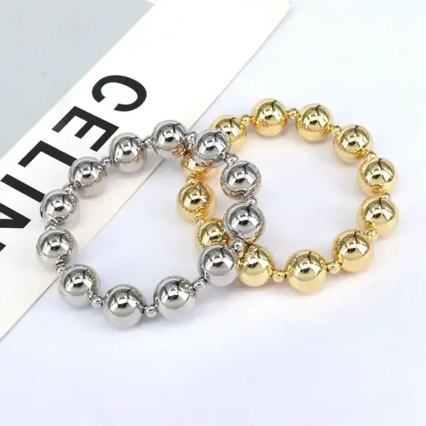 Vintage Style Simple Style Round Copper Beaded Plating 18k Gold Plated Bracelets
