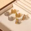 Wholesale 1 Pair Basic Modern Style Classic Style C Shape Geometric Plating Mesh 304 Stainless Steel Ear Studs