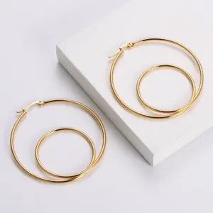 PVD Coated 18K Gold Plated Geometric Stainless Steel Simple Style Waterproof Non Tarnish Earrings