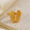 Wholesale PVD Coated 18K Gold Plated Wings 304 Stainless Steel Modern Style Streetwear Waterproof Non Tarnish Open Rings