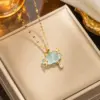 Wholesale PVD Coated Real Gold Plated Clouds Water Droplets Lightning Stainless Steel Casual Sweet Waterproof Non Tarnish Pendant Necklace