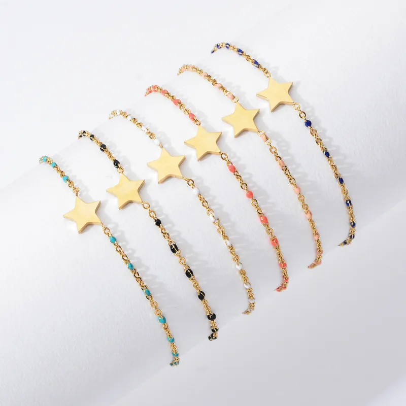 Wholesale Bohemian Star Stainless Steel Enamel Bracelets