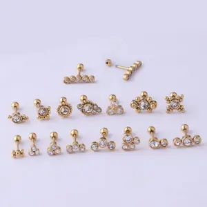316L Stainless Steel Zircon Ear Cartilage Rings & Studs Round Waterproof Non Tarnish Surgical Steel Unisex