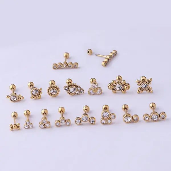 316L Stainless Steel Zircon Ear Cartilage Rings & Studs Round Waterproof Non Tarnish Surgical Steel Unisex
