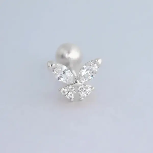 1 Piece 925 Sterling Sier Zircon Geometric Butterfly Ear Studs
