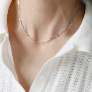 Real Gold Plated Solid Color 304 Stainless Steel Fashion Waterproof Non Tarnish Necklace