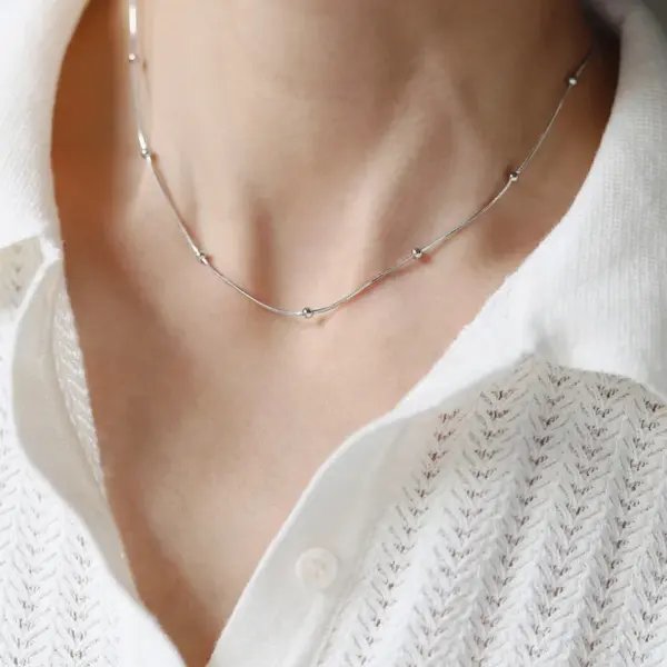 Real Gold Plated Solid Color 304 Stainless Steel Fashion Waterproof Non Tarnish Necklace